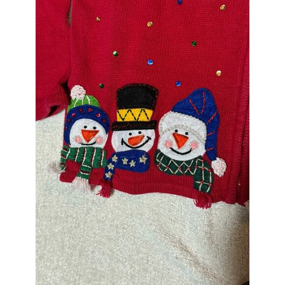 Carolina Colour Christmas Snowman Zip Up Sweater Size Extra Large - Picture 3 of 6